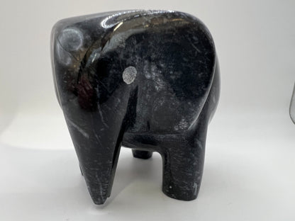 Black marble elephant tea light holder