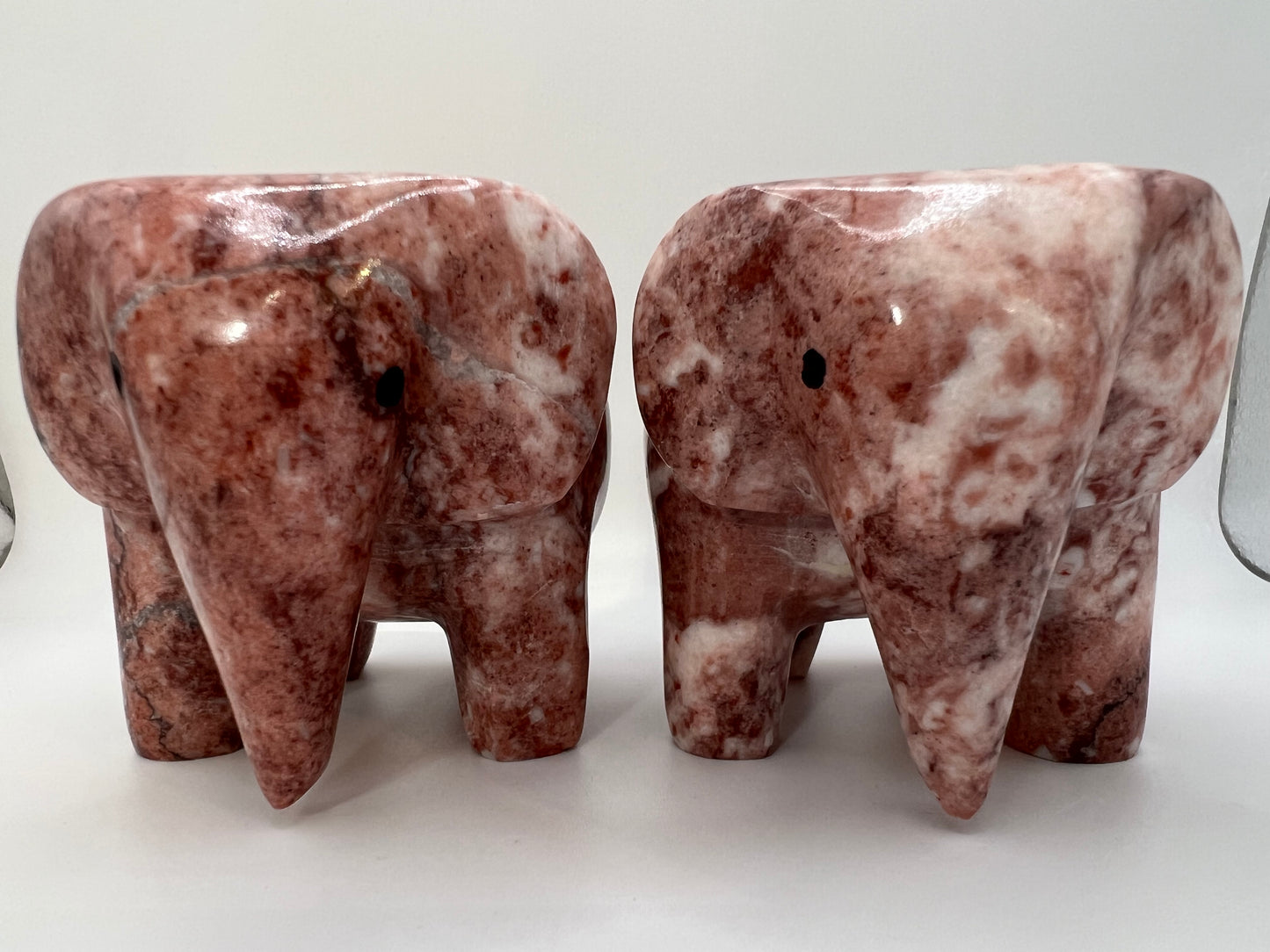 Pink marble elephant tea light holder