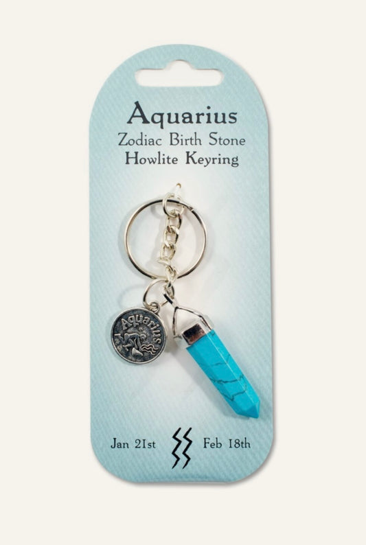 Aquarius birth stone keyring