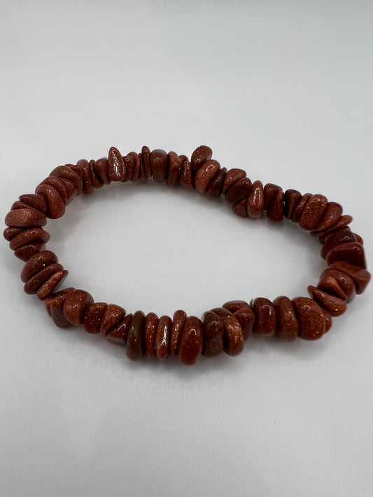 Goldstone chip bracelet