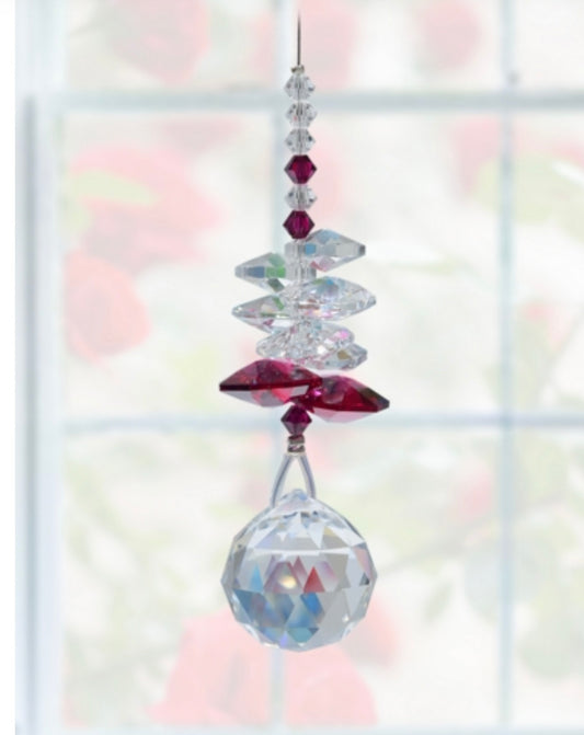 Ruby birthstone cascade sun catcher (July) by Wildthings