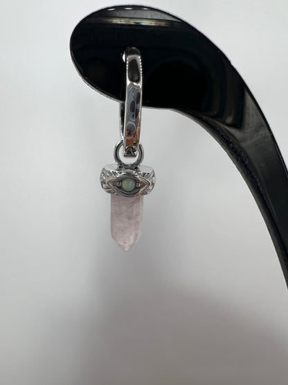 Rose Quartz silver hoop earrings