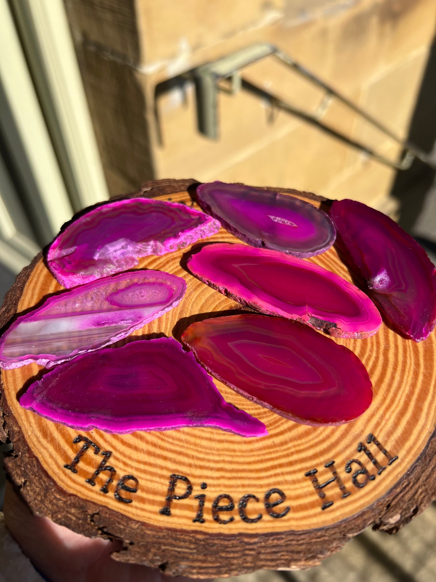 Pink agate slice