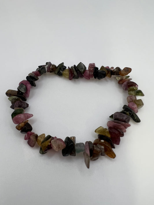 Watermelon tourmaline chip bracelet