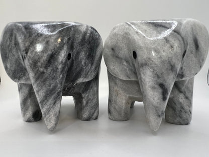 Grey marble elephant tea light holder