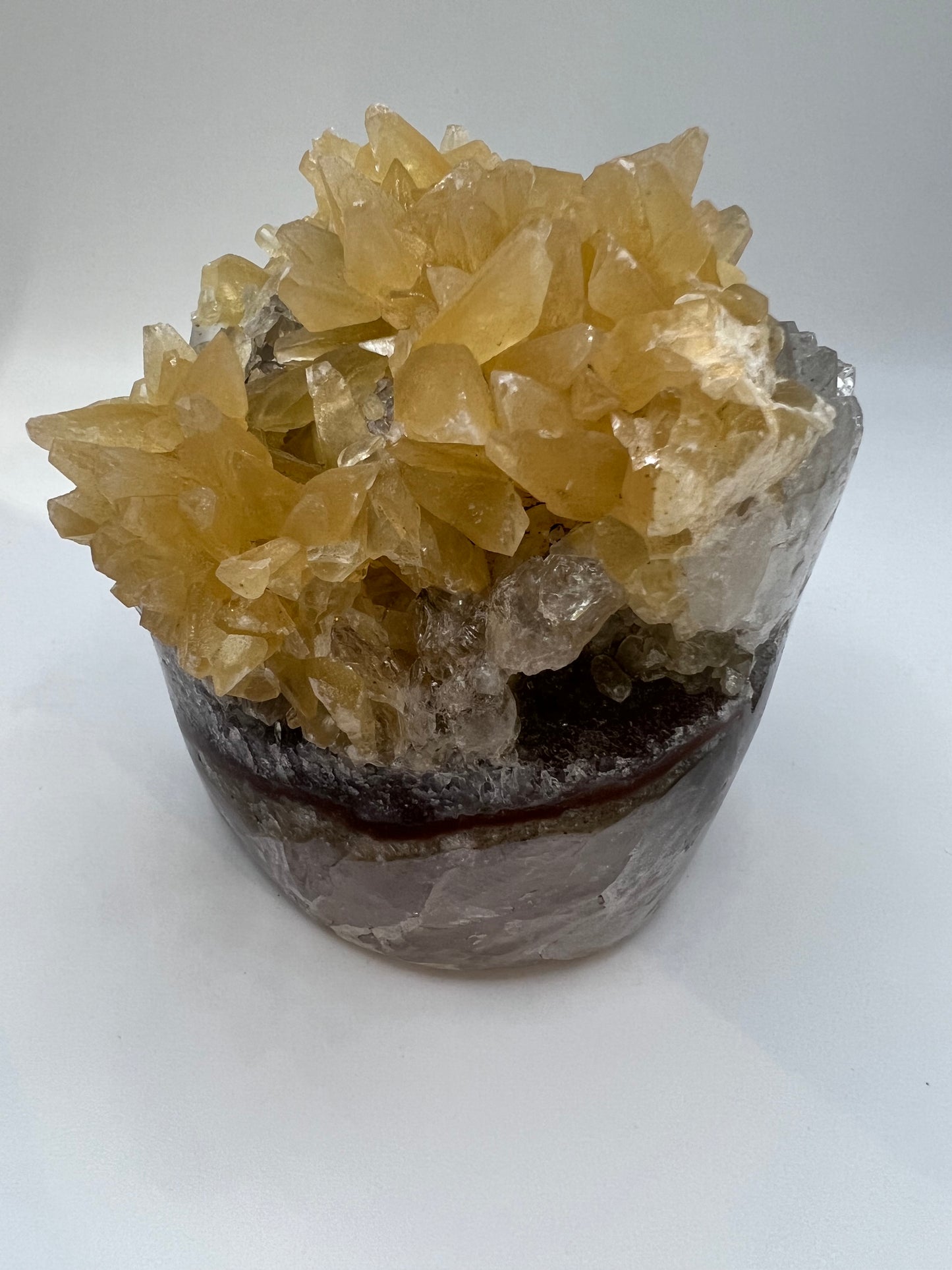 Amethyst cluster with calcite