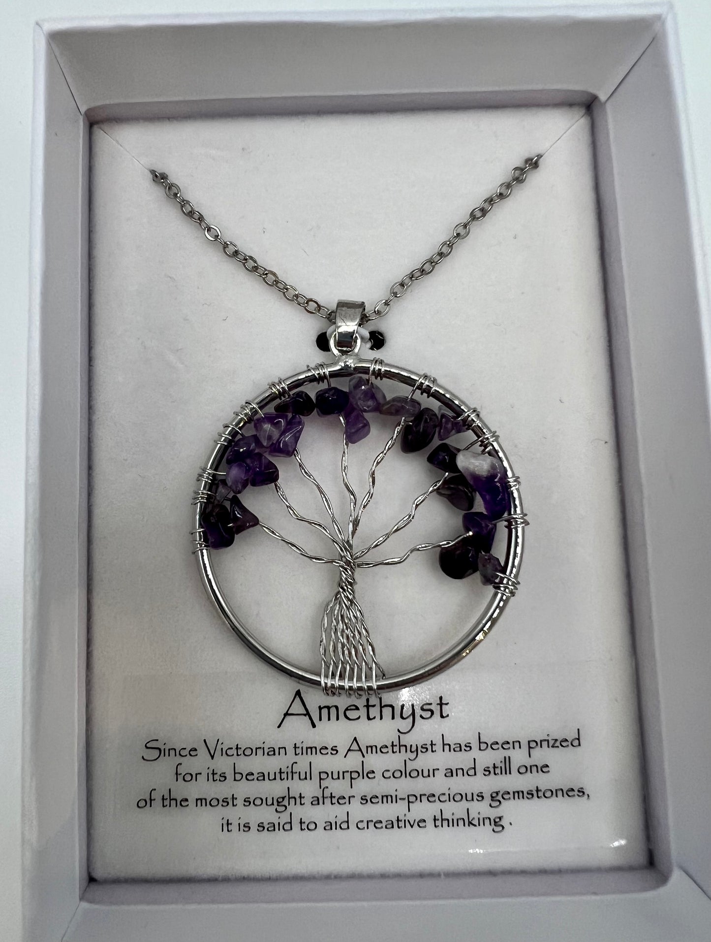 Amethyst tree of life necklace