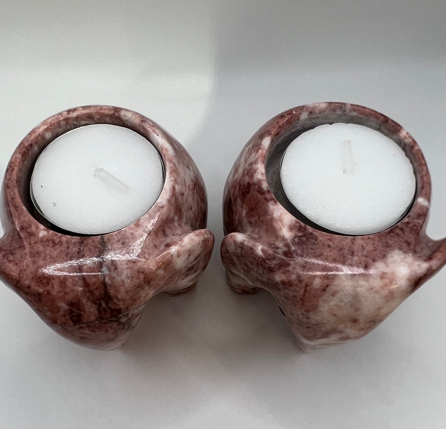 Pink marble elephant tea light holder