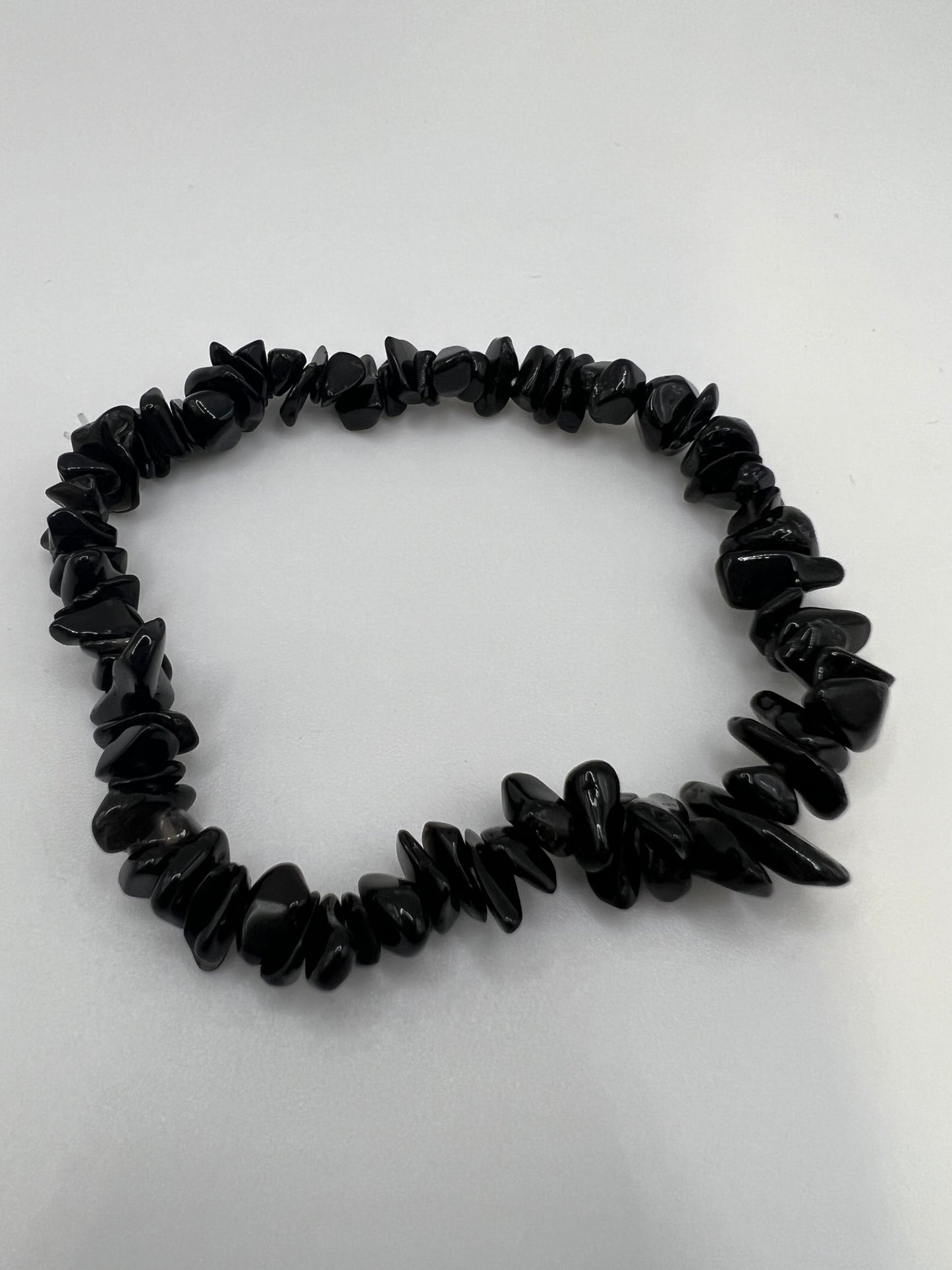 Black obsidian chip bracelet