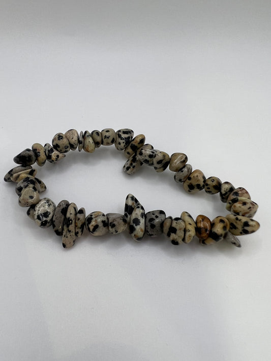 Dalmatian Jasper chip bracelet