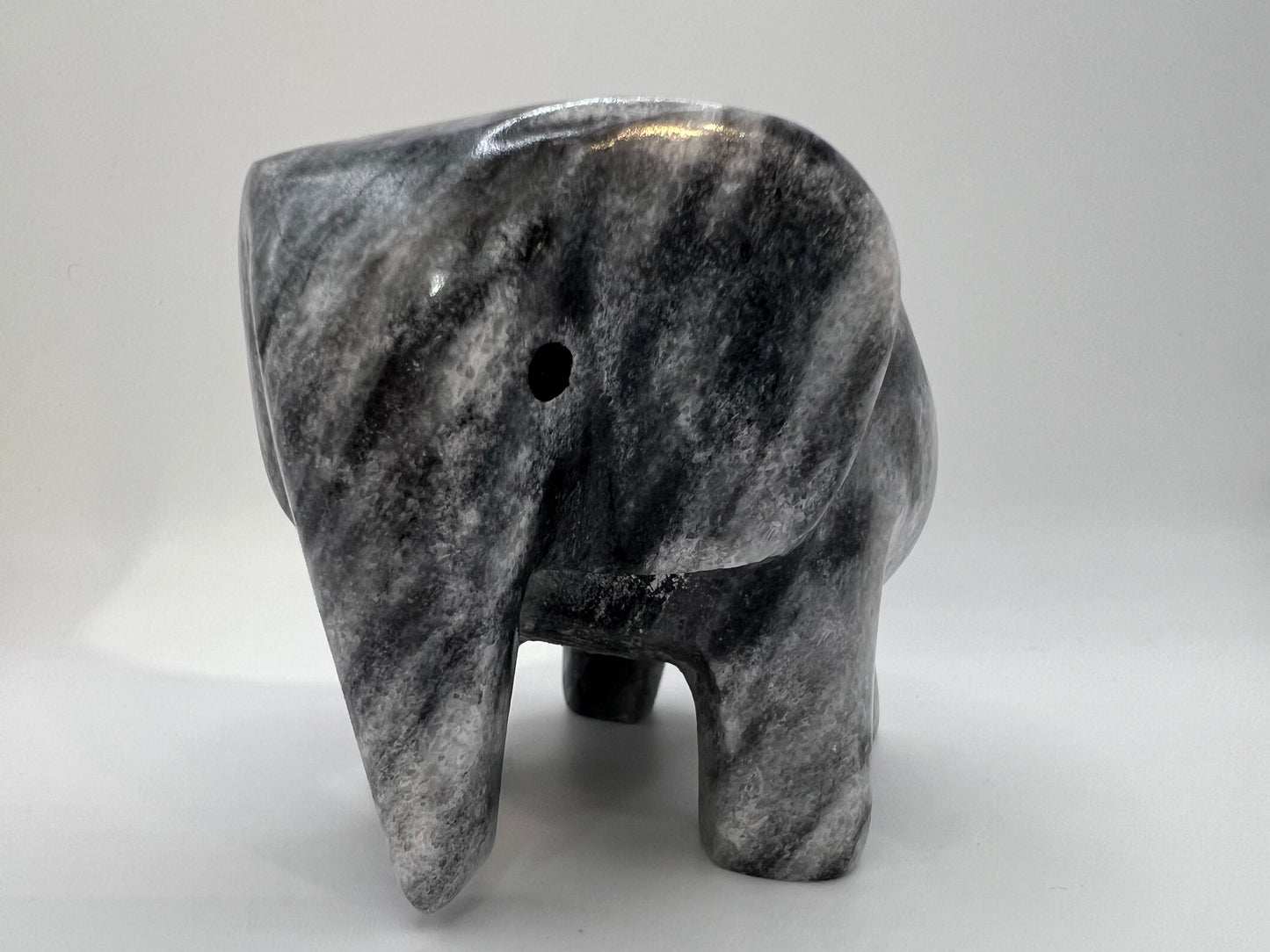 Grey marble elephant tea light holder